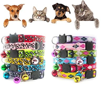 Breakaway Cat Collar with Bell, Soft Nylon Kitten Collar for Kitty Puppy Small Dog Necklace Pet Collar Adjustable Length 7 1/2-12 1/2 in (2 Pack) (Yellow) - Image 6