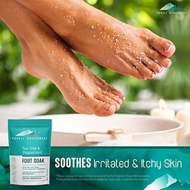 Epsom Salt Tea Tree Foot Soak-Toenail Repair, Softens Thick Calluses & Corns, Stubborn Foot Odor, Athletes Foot Burning & Itching, Damaged Discolored Nails: Purely Northwest USA 16 ounces/1Lb - Image 6