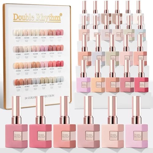 Double Rhythm 28Pcs 0.5Oz Gel Nail Polish Set Same Color Same Bottle Soak Off Gel Polish Kit Nail Art Manicure Salon DIY at Home for Women (Nude Pink Collection-T24-3) - Image 1