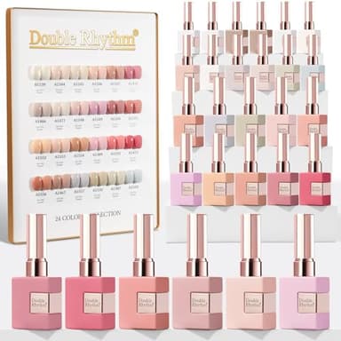 Double Rhythm 28Pcs 0.5Oz Gel Nail Polish Set Same Color Same Bottle Soak Off Gel Polish Kit Nail Art Manicure Salon DIY at Home for Women (Nude Pink Collection-T24-3) - Image 1