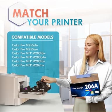 206A Toner Cartridges 4 Pack M283fdw M283cdw 206X Set Compatible Replacement for HP 206A 206X Color Laserjet Pro MFP M283fdw M283cdw M283 Pro M255dw Printer Ink High Yield (with Chip-B/C/Y/M) - Image 2