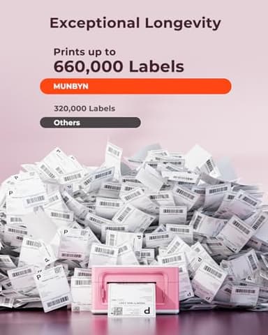 MUNBYN Bluetooth Thermal Label Printer 941B, Wireless 300DPI 4x6 Shipping Label Printer for Small Business, Compatible with Windows, Mac, iPhone, Android, PC, Ebay, Amazon, Shopify, Etsy, USPS (Pink) - Image 8