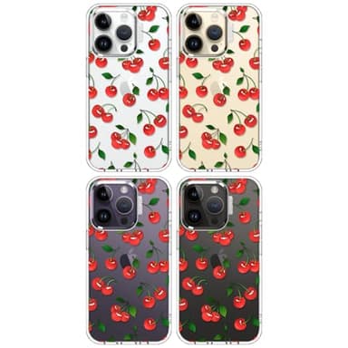 MOSNOVO Case for iPhone 14 Pro, [Buffertech 6.6ft Military-Grade Drop Protection] [Anti Peel Off Tech] Clear TPU Bumper Phone Case Cover Design - Cute Cherry - Image 3