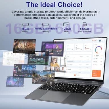 jumper 2 in 1 Laptop, 16 inch Convertible Laptop Computer with IPS FHD 360 Degree Touchscreen, 640GB Storage, 16GB RAM, Fingerprint Reader, Backlit Keyboard, Celeron N5095, 53.2WH, WiFi 6 - Image 2