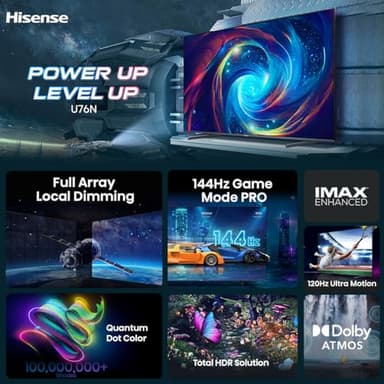 Hisense 100-Inch Class U7 Series ULED 4K UHD Google Smart TV (100U76N, 2024 Model) - QLED, Native 144Hz, Motion Rate 480, Dolby Vision, Full Array Local Dimming, Game Mode Pro, Alexa Compatibility - Image 3