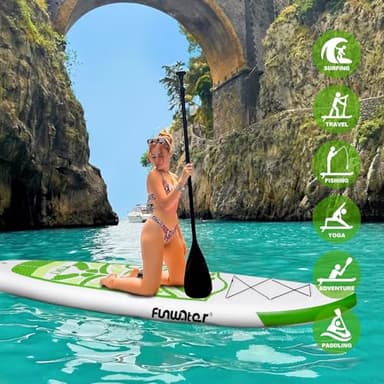 FunWater Inflatable 10'6×33"×6" Ultra-Light (17.6lbs) SUP for All Skill Levels Everything Included with Stand Up Paddle Board, Adj Floating Paddles, Pump, ISUP Travel Backpack, Leash,Waterproof Bag - Image 7