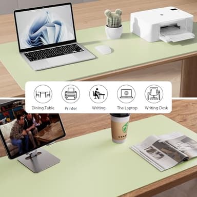 Aothia Leather Desk Pad Protector, Mouse Pad, Office Desk Mat, Non-Slip PU Leather Desk Blotter, Laptop Desk Pad, Waterproof Desk Writing Pad for Office and Home (Grass Green, 36" x 17") - Image 6