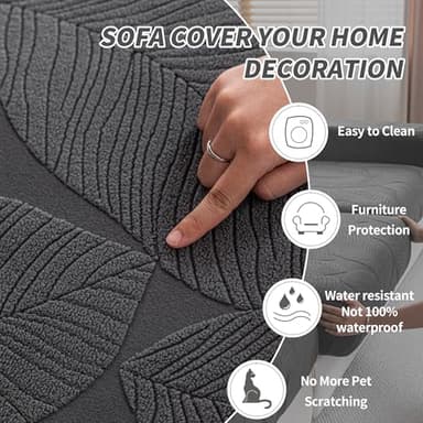 QIANMEW Couch Covers for Sectional Sofa, Washable Stretch Soft Sofa Cushion Covers L Shape Sofa Slipcovers Anti Slip Furniture Decor Protector for Pets (3 Seaters Covers+1 Chaise Cover,Dark Gray) - Image 6