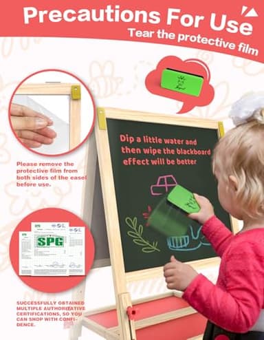 Joyooss Art Easel for Kids Easel, Foldable Toddler Easel for Painting Double Sided Whiteboard & Chalkboard, Standing Drawing Board with Paper Roll Children Easel for Kids Ages 2-4 4-8 8-12 - Image 5