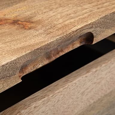 SIMPLIHOME Hunter Lift Top Coffee Table - 32 inch Wide Solid Mango Wood and Metal Industrial Square Cocktail Table in Natural, Living Room Table with Dual Lift Tops, Hidden Storage and Hairpin Legs - Image 6