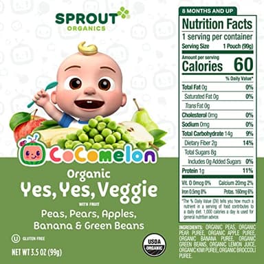 CoComelon Sprout Organic Baby Food, Toddler Pouches, Yes, Yes, Veggie, Fruits, Grains, 3.5 Oz(Pack of 12) - Image 2