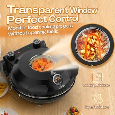 Upgrade Pizza Oven, Indoor Pizza Ovens Heats Up to 800˚F, 1200W Electric Pizza Oven, 12 Inch Pizza Maker with Viewing Window, Temperatures Control and Timer for Indoor and Outdoor Use - Image 6