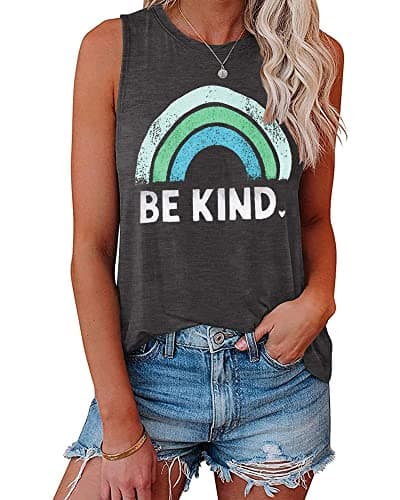 IRISGOD Womens Tank Tops Loose Fit Summer Cute Graphic Sleeveless Shirts Workout Basic Tunic - Image 1