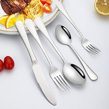 Silverware Set, Briout Flatware Set Service for 4 Stainless Steel Cutlery Set 20 Piece Include Upgraded Knife Spoon Fork Mirror Polished, Dishwasher Safe - Image 4