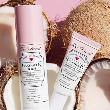 Too Faced Hangover 3-in-1 Primer & Setting Spray | Soothing & Hydrating Setting Spray for Face Makeup | Coconut Water | 4 Fl Oz, Clear - Image 4