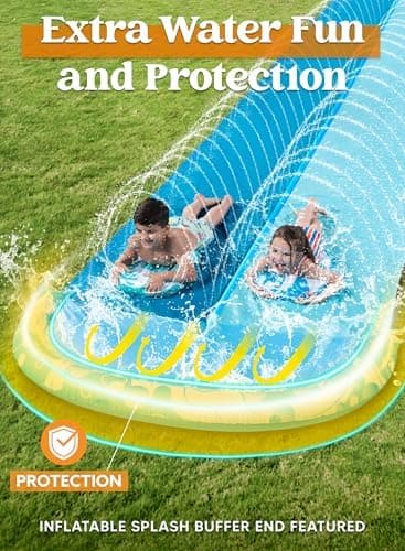 JOYIN 32.5FT Water Slide and 2 Inflatable Boards, Extra Long Heavy Duty Double Lawn Waterslide with Sprinkler for Kids Adults Backyard Summer Water Toy Outdoor Fun, Blue, Light Blue - Image 5