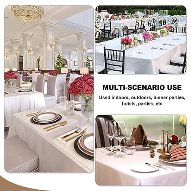 Fitable White Tablecloths for Rectangle Tables, 6 Pack - 70 x 120 Inches - Reusable and Washable Table Clothes for 6-8 Ft Tables, Polyester Fabric Table Covers for Wedding, Party, Banquet - Image 4