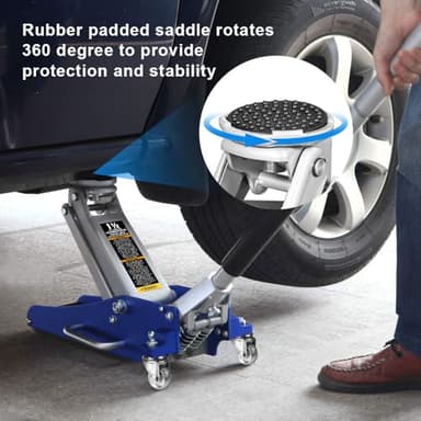 BIG RED T815016L Torin Hydraulic Low Profile Aluminum and Steel Racing Floor Jack with Dual Piston Quick Lift Pump, 1.5 Ton (3,000 lb) Capacity, Blue, T815016L - Image 4