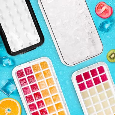 Ice Trays for Freezer with Lid and Bin,Ice Cube Trays for Freezer with 2 Trays,Easy Release 64 Pcs Ice for Chilling Cocktails Whiskey, BPA Free (Black) - Image 2