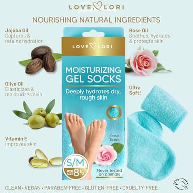 Moisturizing Socks - Gel Silicone Aloe Spa Socks (Up to Size 8.5) Infused with Vitamin E & JoJoba Oil - Self Care Spa Gifts for Women Foot Care - Image 5