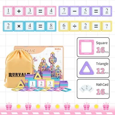 Toddler Girl Toys, Magnetic Tiles Basic Set, Birthday Gifts Ideas for Girls Age 3-5, Magnetic Building Blocks, Magnet STEM Montessori Toddler Kids Christmas Toys Gifts for 3 4 5 6 7 Year Old Girls - Image 5