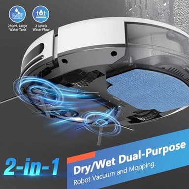 Robot Vacuum and Mop, 2 in 1 Robotic Vacuum Cleaner with Schedule, App/Voice, Slim Mopping Vacuum Robot with Watertank and Dustbin, Self-Charging, Easy of Use, Ideal for Hard Floor, Pet Hair, Carpet - Image 2