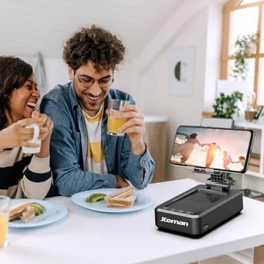 Cell Phone Stand with Wireless Bluetooth Speaker and Anti-Slip Base HD Surround Sound Perfect for Home and Outdoors with Bluetooth Speaker for Desk Compatible with iPhone/ipad/Samsung Galaxy - Image 8