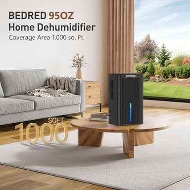 Dehumidifier,95OZ Dehumidifier for Home 1000 Sq.Ft - Quiet with Auto Shut Off & Relaxing 7 Color Ambient Light,Ideal for Livingroom, Bedroom, Basement(Black) - Image 2
