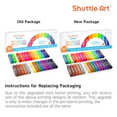 Shuttle Art Tempera Paint Sticks - 30 Solid Colours - Quick Drying - Works Great on Paper, Wood, Glass, Ceramic, Canvas - Image 8
