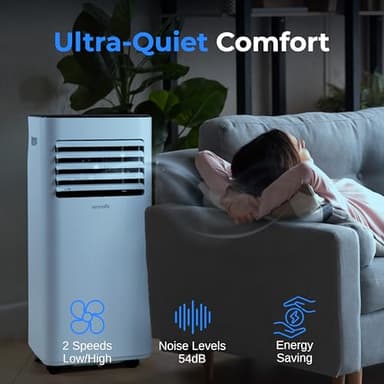 SereneLife Portable Conditioner, 8000 BTU 3-in-1 Compact Standing Air Conditioner for Rooms Up to 300 Sq. Ft., Energy Efficient Floor AC Unit with Remote Control, Universal Casters, Window Mount Kit - Image 4