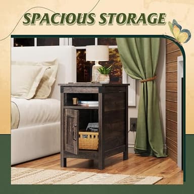 WLIVE End Table with Charging Station, Side Table with USB Ports and Outlets, Narrow Side Table for Small Spaces, Living Room, Couch, Nightstand with Storage, Brown - Image 6