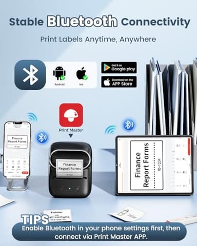 Phomemo Label Maker - M108 Address Label Makers Easy to Use for Small Business, Home, Office, School, 2 Inch Bluetooth Label Printer, Sticker Printer for Name Tags/Barcode/Logo/Clothing Label, Black - Image 5