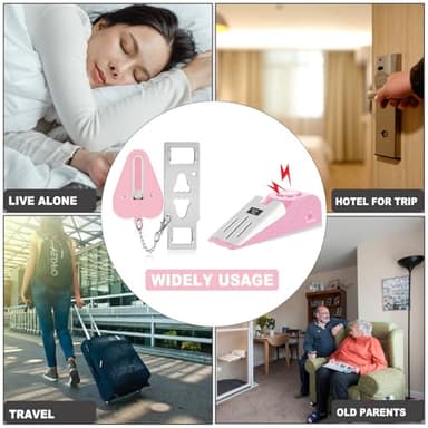 MBBEST Hotel Door Lock & Door Stop Alarm,Dual Protection Security Devices Pocket Door Stopper Self Defensey Tools for Hotel Travel Home Apartment House, Pink/Pink - Image 2