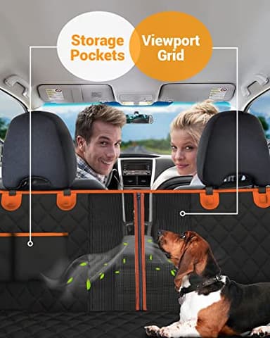 Dog Car Seat Cover, 600D Heavy Durable Dog Seat Cover for Back Seat, 100% Waterproof Scratch Proof Nonslip Dog Hammock for Car with Side Flap, Pet Seat Covers with SeatBelt for Cars Sedan SUV Trucks - Image 3