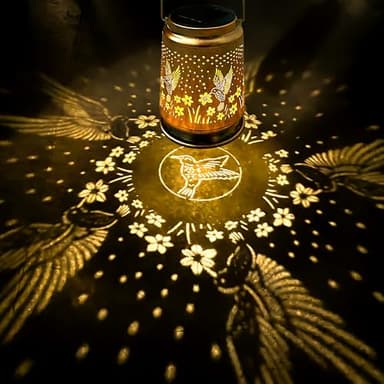 KY&BOSAM Solar Lanterns Outdoor Waterproof Hummingbird Garden Decor Birthday Gifts for Women Mom Grandma Hanging Solar Lights Outdoor Metal LED Lantern Outside for Yard Patio Backyard Porch Pathway - Image 6