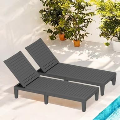 YITAHOME Outdoor Chaise Lounge Chairs Set of 4 with Adjustable Backrest, Sturdy Loungers for Patio & Poolside, Easy Assembly & Waterproof & Lightweight with 265lbs Weight Capacity, Dark Grey - Image 9