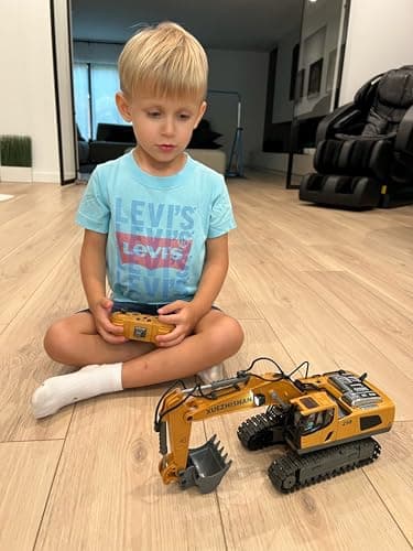 Remote Control Excavator Construction Toys for Boys, 2×1200mAh RC Construction Truck with Metal Shovel & Light, 11CH Excavator Toys for Boys 3-5 4-7 8-12 Year Old Kids Christmas Birthday Gift,120+Mins - Image 7
