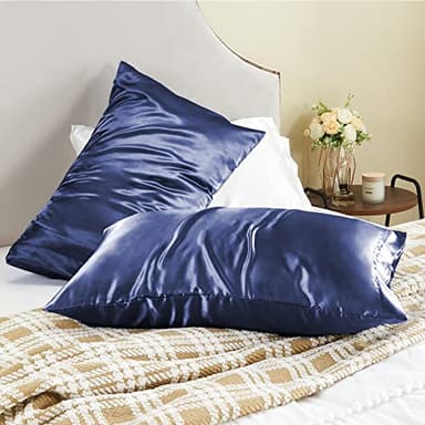 BEDELITE Satin Pillowcase for Hair and Skin, Super Soft and Cooling Similar to Silk Pillow Cases 2 Pack with Envelope Closure, Gift for Women Men(13"x18" Toddler Size, Navy) - Image 8