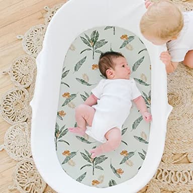 Stretch Fitted Bassinet Sheet Set BROLEX 2 Pack Cradle Sheets for Bassinet Pad/Mattress,Unisex Boys Girls,Ultra Soft,Giraffe Leaf - Image 3
