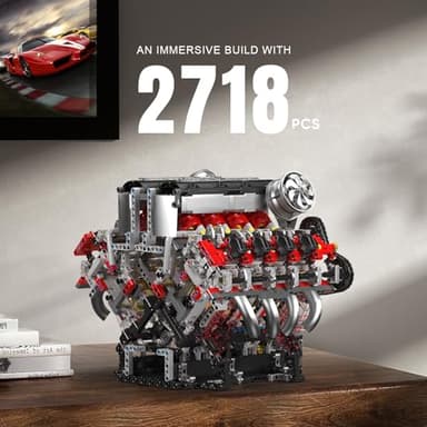Mould King V8 Engine Building Blocks Sets, V8 Engine Model Kit That Runs, MOC Engineering Model Building Kit with Battery and Motor, 2718 PCS Building Blocks for Adults - Image 5