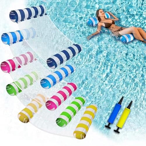 JUXIAO 5 Pack Upgrated XL Water Pool Floats, 4-in-1 (Hammock, Saddle, Lounge Chair, Drifter) Multi-Purpose Water Pool Float, Non-Stick PVC Material - Image 1