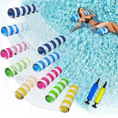 JUXIAO 5 Pack Upgrated XL Water Pool Floats, 4-in-1 (Hammock, Saddle, Lounge Chair, Drifter) Multi-Purpose Water Pool Float, Non-Stick PVC Material - Image 1