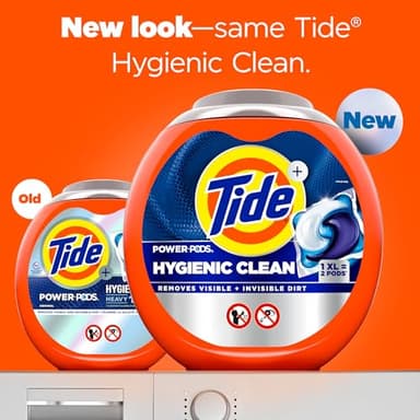 Tide Power PODs Hygienic Clean Heavy Duty Liquid Laundry Detergent Pacs, Free and Clear of Dyes and Perfumes, For Visible and Invisible Dirt, 45 Count, HE Compatible - Image 2