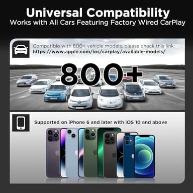 Wireless CarPlay Adapter for Apple iPhone，Wireless Carplay USB Dongle Converter Wired Carplay to Wireless, Support Online Update Plug and Play,Fit for Cars Built-in Wired CarPlay (Carbon) - Image 8