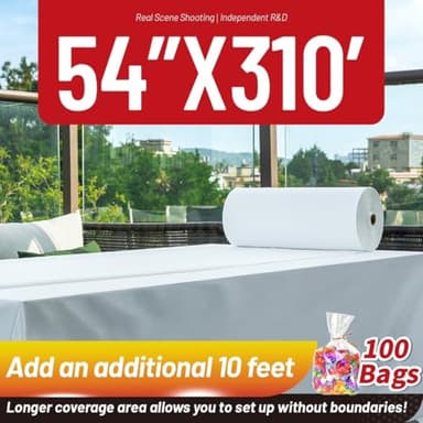 Plastic Table Cloth, 310 Ft x 54 in Disposable Tablecloth White Plastic Tablecloth with Any Cut Sliding Cutters and 100 Bags Premium PEVA Table Cover Roll for Picnics, Parties, Birthdays, Weddings - Image 2