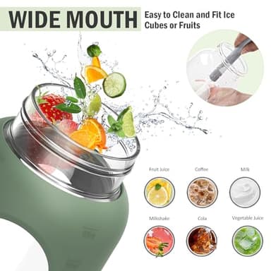 WINSA 84oz Glass Water Bottle with Stainless Steel Handle,2.5L Gallon Water Bottle with 2-IN-1 Straw Lid, Silicone Sleeve and Motivational Capacity Marker, Wide Mouth Water Jug For Gym, Workout, Olive - Image 5