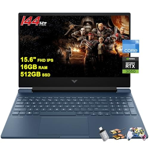 HP Victus 15 Gaming Laptop 15.6” FHD IPS Anti-Glare 144Hz Intel 8-core i5-12450H (Beat i7-11800H) 16GB RAM 512GB SSD GeForce RTX 3050 Backlit B&O Fast Charging Win11 Blue w/ICP Accessory - Image 1