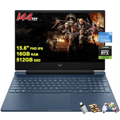 HP Victus 15 Gaming Laptop 15.6” FHD IPS Anti-Glare 144Hz Intel 8-core i5-12450H (Beat i7-11800H) 16GB RAM 512GB SSD GeForce RTX 3050 Backlit B&O Fast Charging Win11 Blue w/ICP Accessory - Image 1