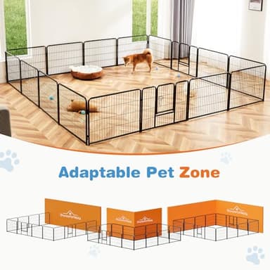 Sweetcrispy Dog Playpen Indoor - Pet Fence Exercise Pen for Yard Gate 16 Panels Foldable Puppy Playpens with Doors Metal Dog Pen for Camping, RV, Outdoor, Small/Medium/Large Pets, 32” Height - Image 6