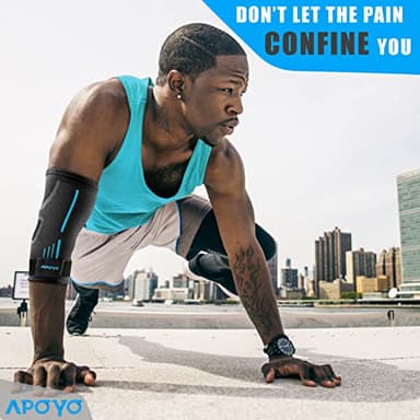 APOYO Elbow Brace for Tendonitis and Tennis Elbow, Compression Sleeve for Arthritis, Workouts, Reduce Joint Pain During Fitness Activity (Large) - Image 5